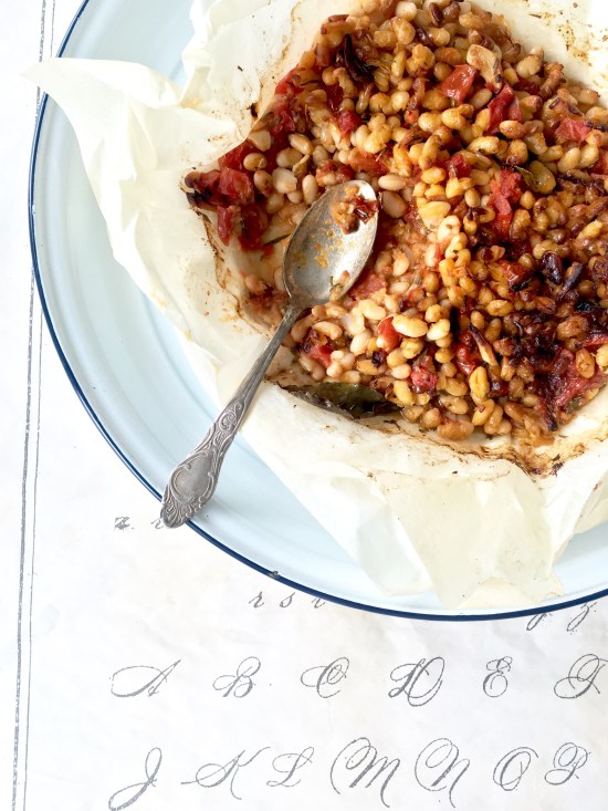 Cannellini baked vertical with silver spoon